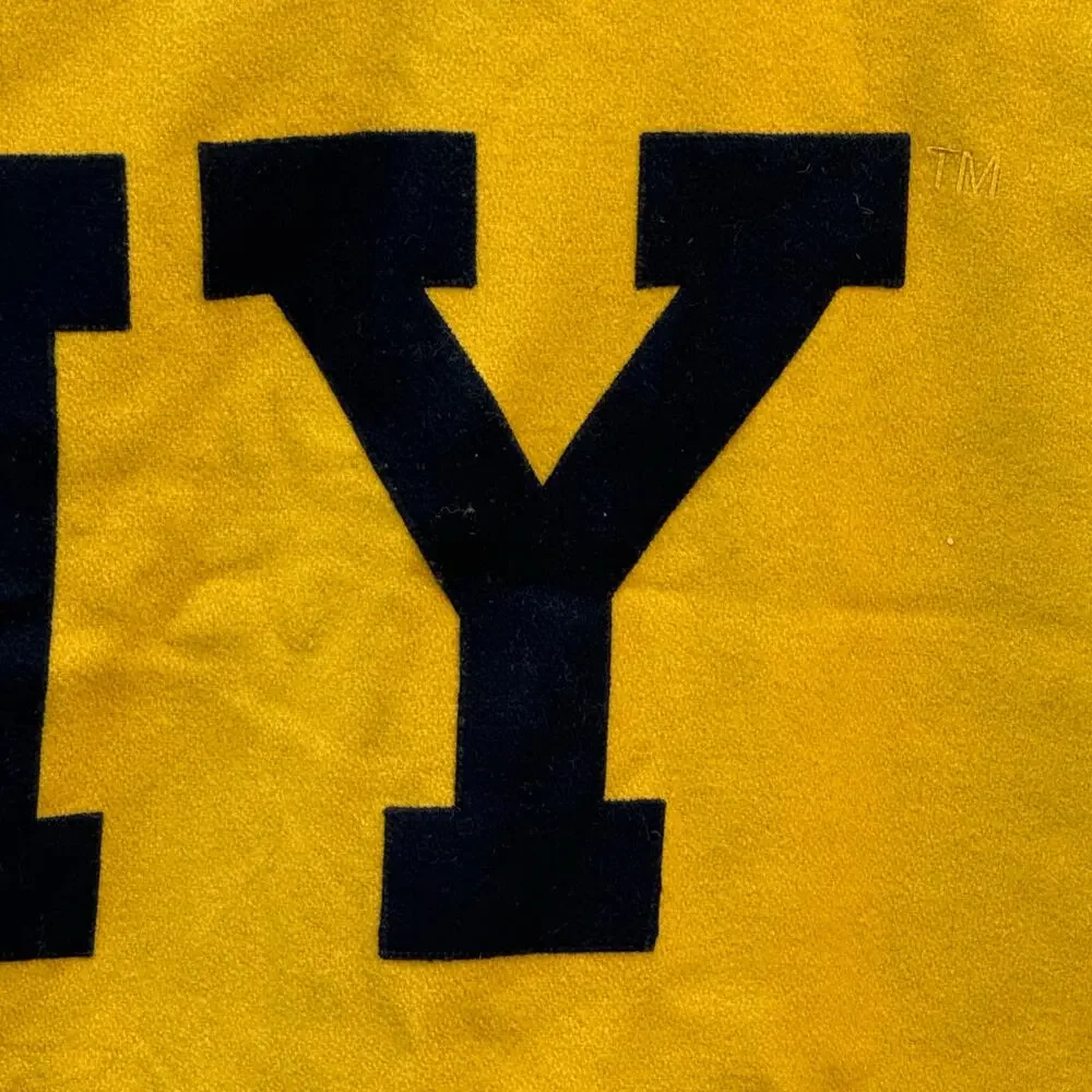 Vintage Collegiate Traditions Army Wool Blanket‎ Yellow Black USA Made 90's